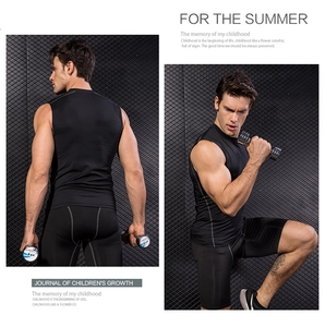 Ensemble de compression noir pour homme avec haut sans manches et short élastique