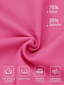 Pink athletic yoga top fabric detail with 75% Nylon and 25% Spandex stretch texture