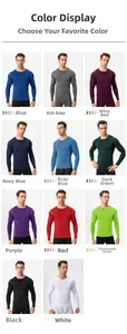 Detailed grid view showing various colors of men's compression fitness shirts