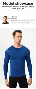 Detail of blue compression shirt with white flatlock stitching and moisture-wicking fabric
