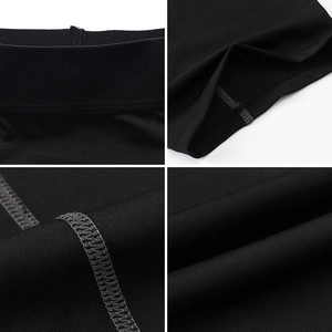 Men's compression sports shorts with elastic waistband and flatlock stitching detail