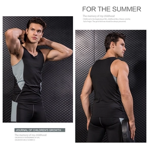 Men's compression athletic tank top and leggings set with quick-dry side panels