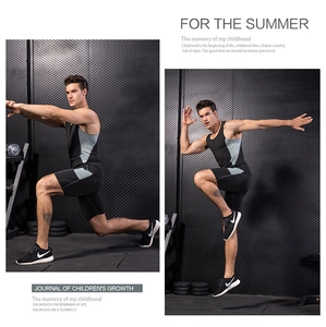 Men's compression sports set featuring a black tank top and shorts with grey side panels
