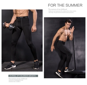 Professional side and front view of men's quick-dry athletic compression leggings
