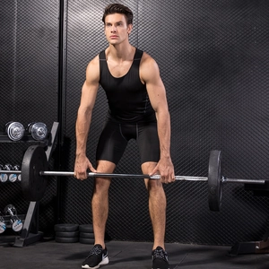Men's compression training set with quick-dry tank top and shorts for gym and fitness
