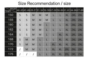 Tableau des tailles pour débardeur de sport femme avec recommandations de taille S à 2XL