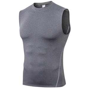 Débardeur de sport gris foncé pour homme coupe compression pour course et fitness stretch