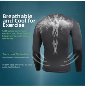 Close-up of men's compression shirt back with arrows showing breathable cooling design