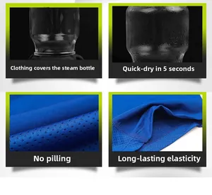 Détail du tissu en maille bleue respirante avec haute élasticité et séchage rapide