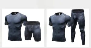Ensemble de compression pour homme avec imprimé 3D en nid d'abeille pour le sport
