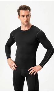 Men's compression training set with ergonomic grey flatlock seams and moisture-wicking fabric