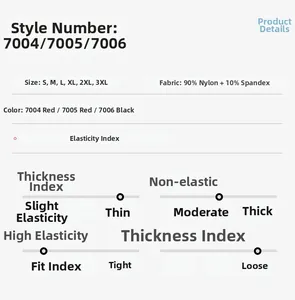 Men's sports underwear size chart and fabric details including 90% nylon and spandex