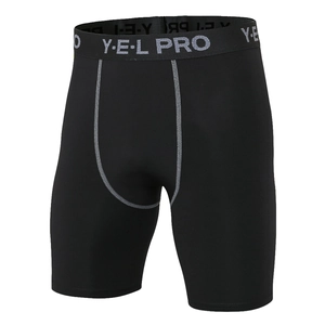 Men's compression shorts in black with elastic waistband and high-stretch quick-dry fabric