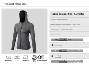 Detail view of heather grey yoga hoodie featuring polyester fabric and full zipper closure