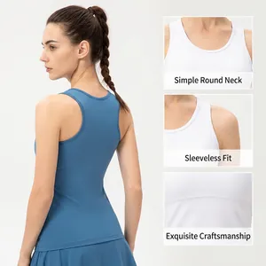 Set sportivo blu da donna con canotta e gonna in tessuto traspirante ad asciugatura rapida