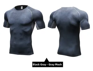 Détail du t-shirt de compression pour hommes avec texture 3D et maille respirante