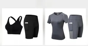 Detailed view of yoga shorts side pockets with phone storage for gym and running