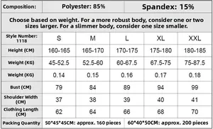 Size chart for men's V-neck compression sports tee with fabric and measurement details