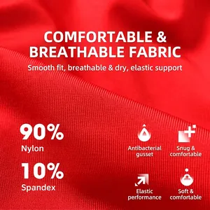 Men's breathable red sports underwear made of high-elasticity quick-dry ice silk fabric