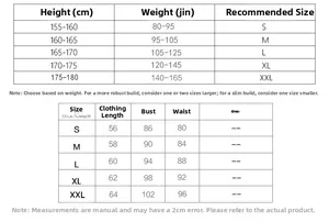 Guide des tailles pour veste de sport femme avec mesures de taille poids et buste