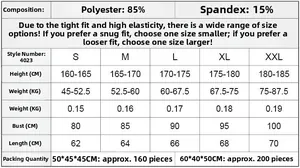 Guide des tailles pour t-shirt de compression homme en polyester et élasthanne