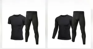 Men's compression sportswear set with mesh panels for breathable fitness training