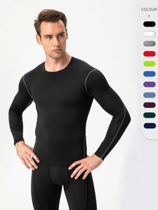 Men's Compression Sport Shirt Long Sleeve Quick Dry Fitness Workout Top Polyester Spandex Base Layer Running T-Shirt