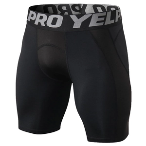 Short de compression PRO noir pour homme avec taille élastique pour fitness et course