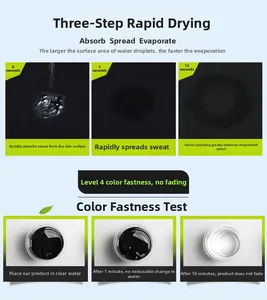 Detail showing quick-dry technology and high color fastness of black sports pants