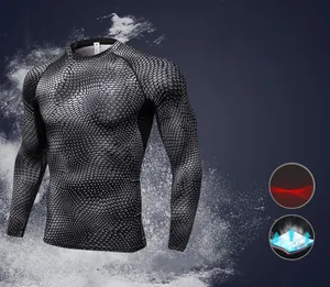 Close-up of 3D snake pattern on breathable quick-dry compression shirt for men