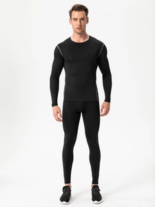 Men's professional 2-piece black compression suit for running and fitness training