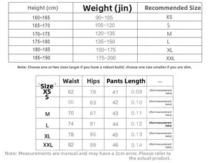 Tabella guida alle taglie dettagliata per pantaloncini sportivi a compressione da uomo