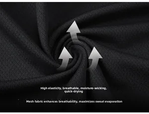 Close-up of black breathable mesh fabric with high elasticity for quick-dry sports vests