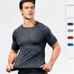 T-Shirt de Compression Homme Impression 3D Séchage Rapide Top Fitness Manches Courtes Sport de Course Entraînement Moulant