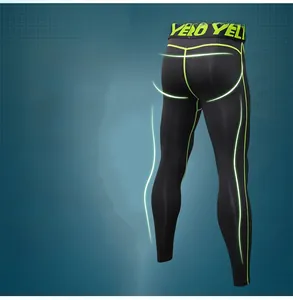 Detail of men's compression tights showing flatlock stitching and breathable fabric