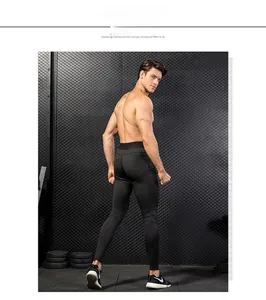 Men's PRO compression sports pants with breathable mesh panels and elastic waistband