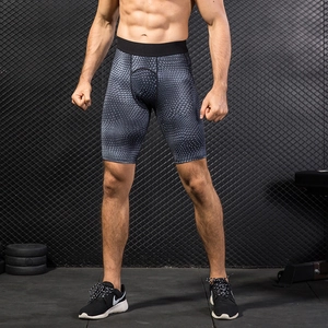 Men's compression shorts with 3D dragon scale texture for gym training and running sessions