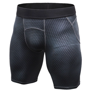Men's 3D geometric compression shorts with high-elastic waistband for fitness training