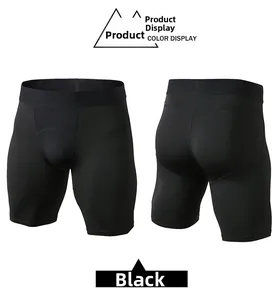 Vista anteriore e posteriore dei pantaloncini a compressione PRO neri da uomo con elastico