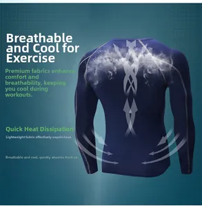 Men's Pro compression running shirt showing breathable fabric and heat dissipation tech