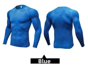 Detail view of blue athletic compression shirt featuring 3D honeycomb texture fabric