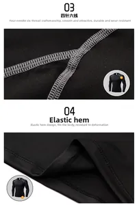 Flatlock stitching detail on black compression shirt for men’s training and fitness