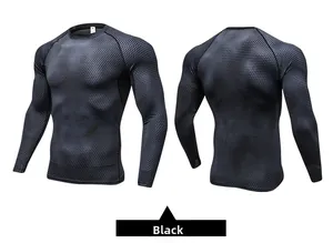 Detail view of compression shirt with 3D honeycomb texture and black side panels