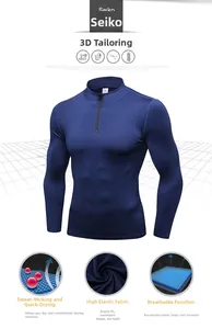 Macro detail of navy blue half-zip athletic hoodie featuring high-stretch breathable fabric