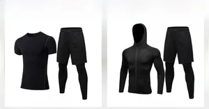 Men's 2-in-1 compression leggings with shorts for gym, running, and athletic training