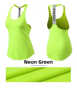 Detail of fluorescent green sports vest with breathable mesh and ENERGY strap text