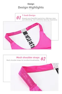 Detail of rose red sports vest featuring T-shaped back design and breathable mesh strap
