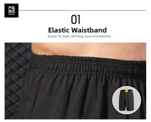 Gros plan du short de sport pour hommes avec taille élastique et coutures de précision