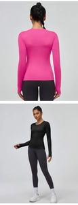 Detail view of athletic long sleeve shirt with thumbholes and breathable mesh panels