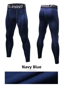 Macro detail of breathable navy blue compression pants with wide elastic waistband